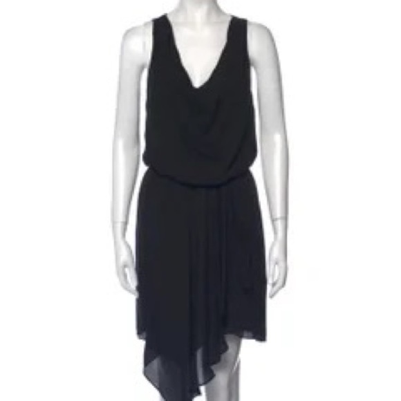 Joie Draped Mini Dress Cowl Neckline Sleeveless Asymmetric Hemline Silk Black XS - Picture 6 of 12